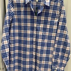 L.L. Bean Blue and White Plaid Button Down Shirt XL
